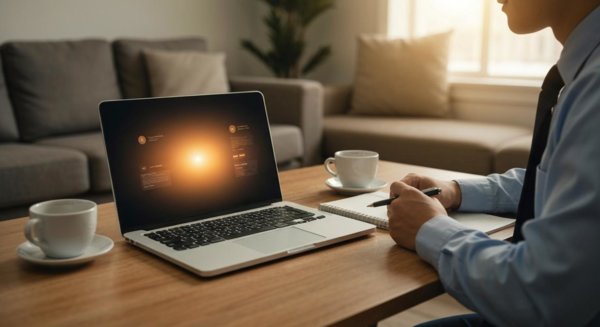 Laptop showing banking interface