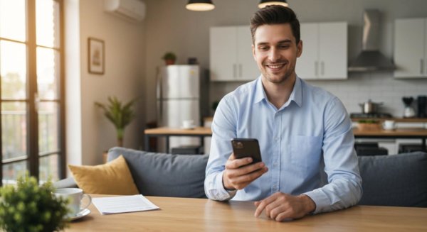 Employee checking phone at work