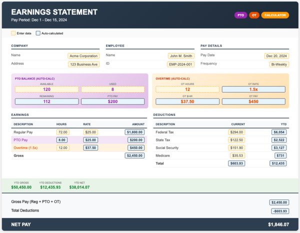customised paystub template 