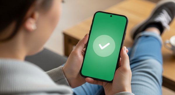 Success confirmation on phone screen
