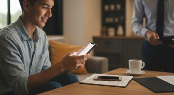 Person using banking app