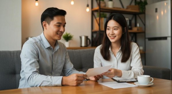 Person receiving pay envelope