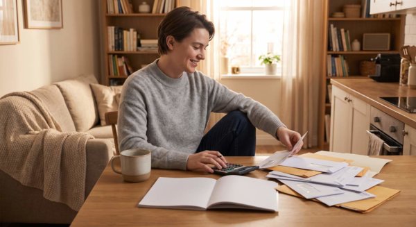 Person reviewing tax documents