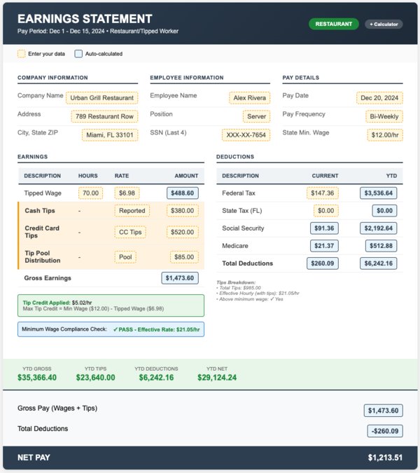 restaurant-paycheck-stub