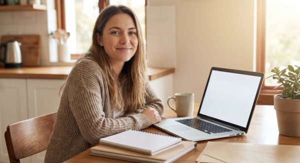 Clean workspace with laptop and documents